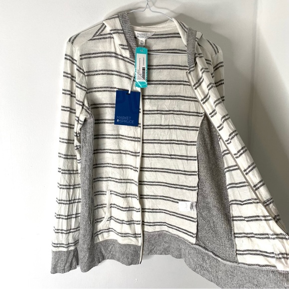 Market & Spruce Striped Zip Up Hooded Knit Sweater NWT - Picture 4 of 10